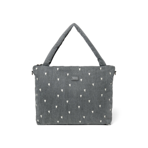 Studio Noos Denim Hearts Grey Wickeltasche