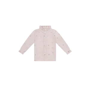 Leevje Flanellbluse mit Herzchenstickerei
