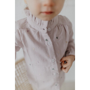 Leevje Flanellbluse mit Herzchenstickerei