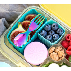 Lekkabox Mini Edelstahl Göffel 10cm Rainbow