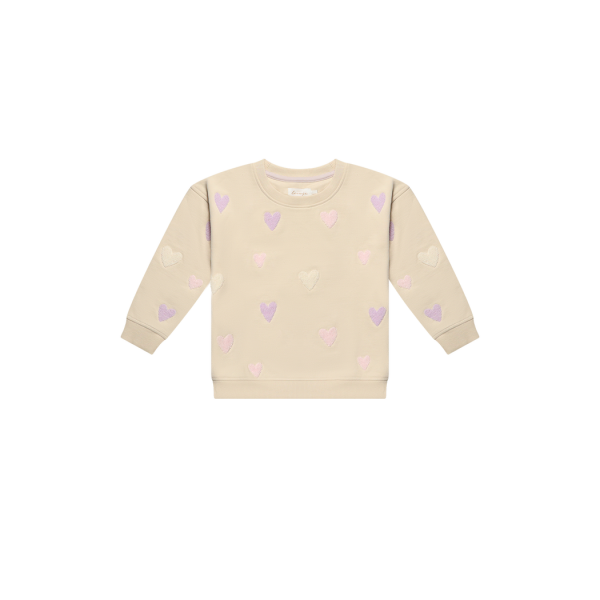 Leevje Sweatshirt Terry Hearts Cappuccino