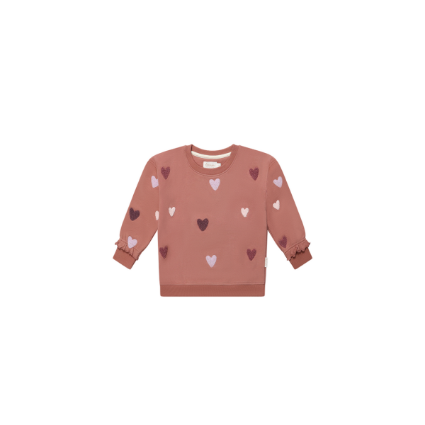 Leevje Sweatshirt Terry Hearts Burgundy