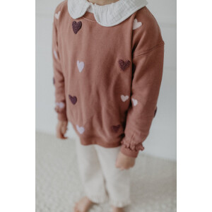 Leevje Sweatshirt Terry Hearts Burgundy