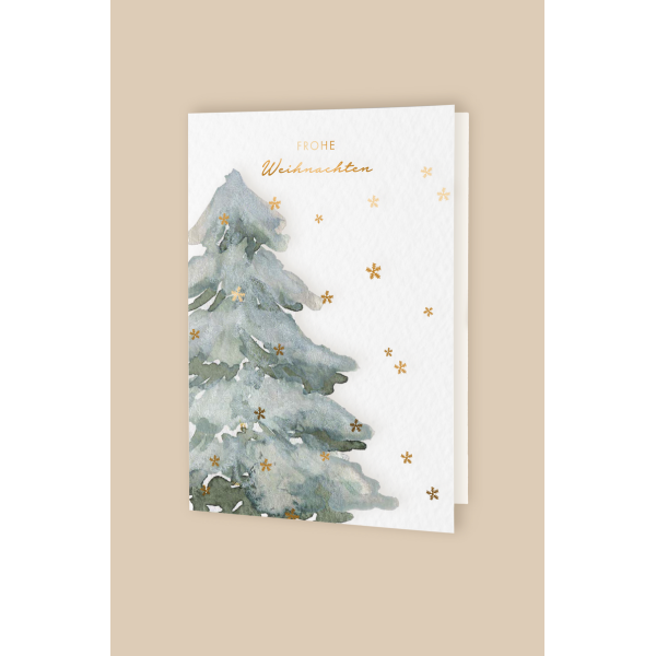 Leevje Klappkarte Tannenbaum Goldfolie Frohe Weihnachten mit Umschlag