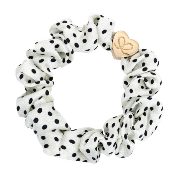 By Eloise Haargummi Gold Heart Polka Dot Scrunchie