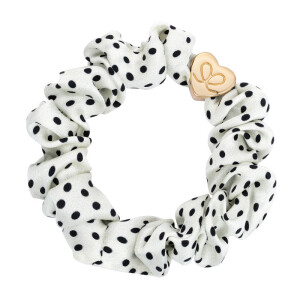 By Eloise Haargummi Gold Heart Polka Dot Scrunchie