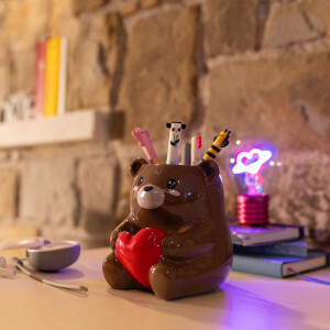 Legami Keramischer Stifthalter - Desk Friends - Teddybär