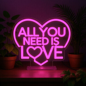 Legami Neon-Effekt-LED-Schild - It’s a Sign - All You Need Is Love