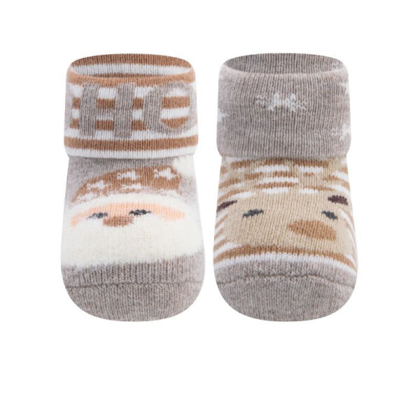 Ewers Babysocke 2er Set Rentier / Weihnachtsmann beige