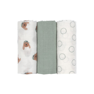 Lässig Musselin-Spucktücher 60x60 3er Set Tiny Team