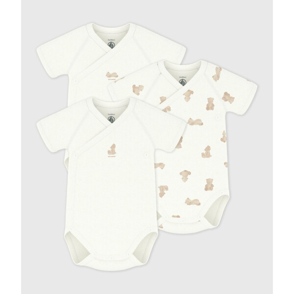 Petit Bateau Wickelbody Kurzarm Teddy 3er Set