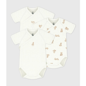 Petit Bateau Wickelbody Kurzarm Teddy 3er Set