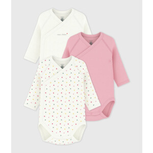 Petit Bateau Wickelbody Langarm Bio 3er Set Herzchen