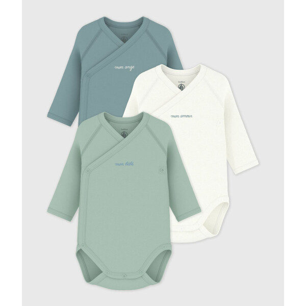Petit Bateau Wickelbody Langarm Bio 3er Set Grün