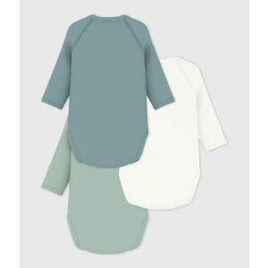 Petit Bateau Wickelbody Langarm Bio 3er Set Grün