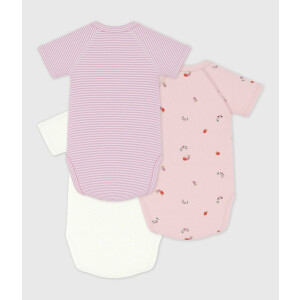 Petit Bateau Wickelbody Kurzarm Erdbeere 3er Set
