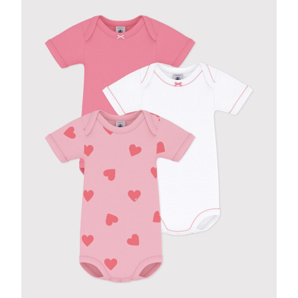 Petit Bateau Kurzarmbody 3er Set Pinke Herzen