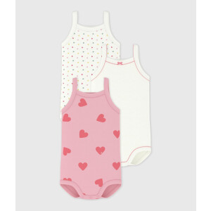 Petit Bateau Trägerbody Pinke Herzen 3er Set...
