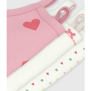 Petit Bateau Trägerbody Pinke Herzen 3er Set Biobaumwolle