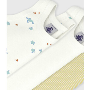 Petit Bateau Ärmellose Bodys Schildkröten 3er Set Biobaumwolle