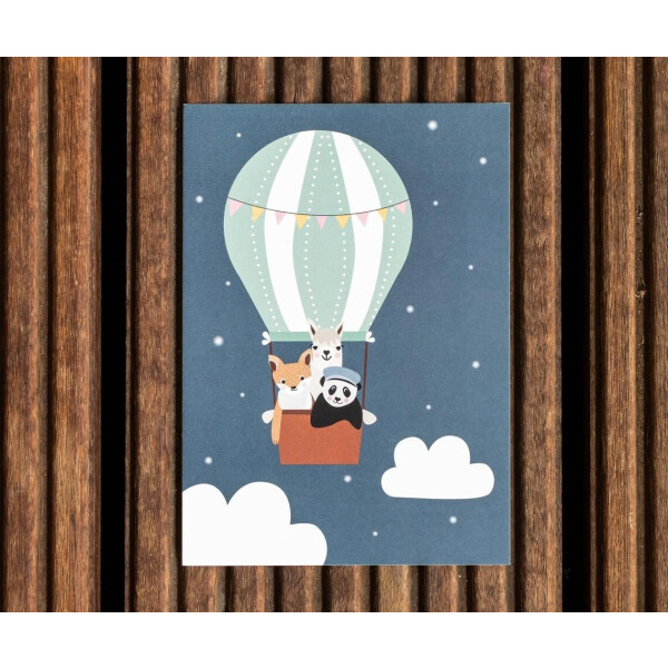 Nellie & Finn Postkarte mit Umschlag "Heißluftballon"