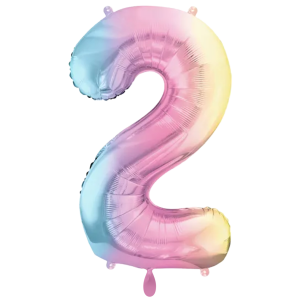 PartyDeco Zahlen-Ballon XXL Pastell Regenbogen