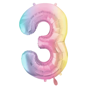 PartyDeco Zahlen-Ballon XXL Pastell Regenbogen