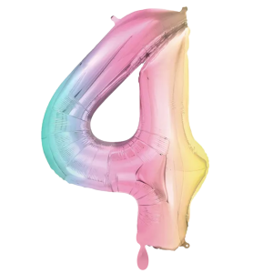 PartyDeco Zahlen-Ballon XXL Pastell Regenbogen