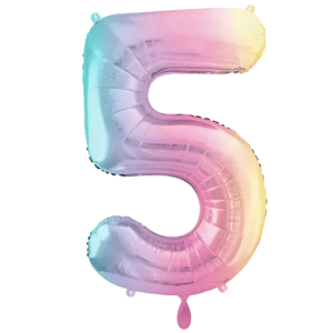 PartyDeco Zahlen-Ballon XXL Pastell Regenbogen