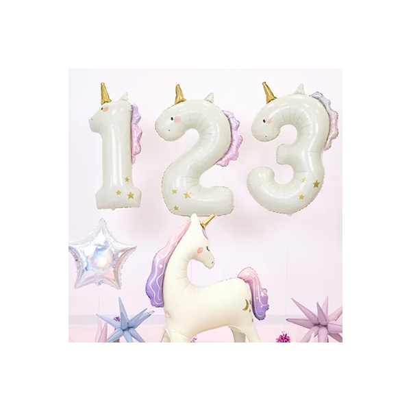 PartyDeco Zahlen-Ballon XXL Einhorn