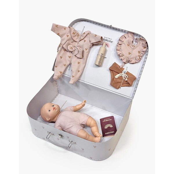 Minikane Babypuppe Garance 28cm mit Zubehörkoffer "Kit de naissance" Petits Coeurs