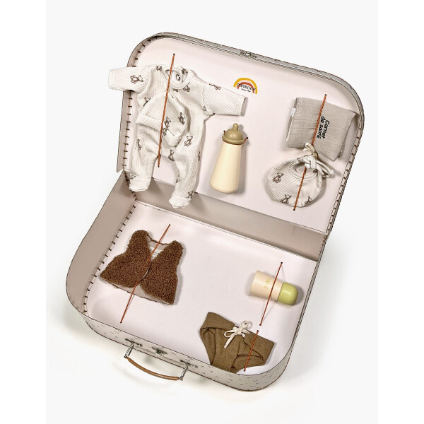 Minikane Babypuppe Garance 28cm mit Zubehörkoffer "Kit de naissance" Kleine Bären