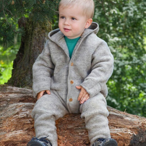 Engel Natur Overall aus Bio-Wollfleece mit Kapuze