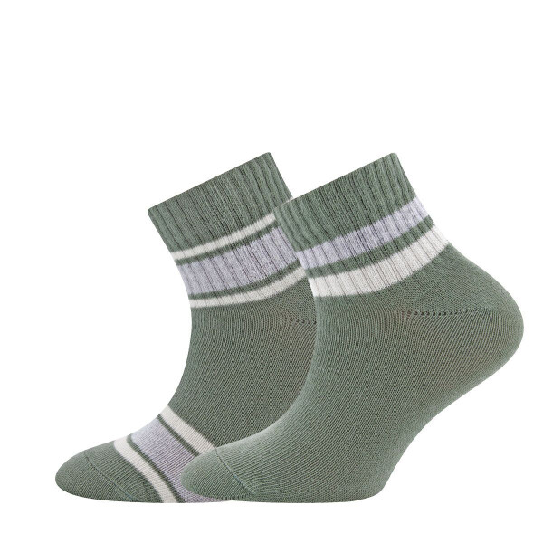 Ewers Kurze Tennissocken 2er Set Streifen grün/grau