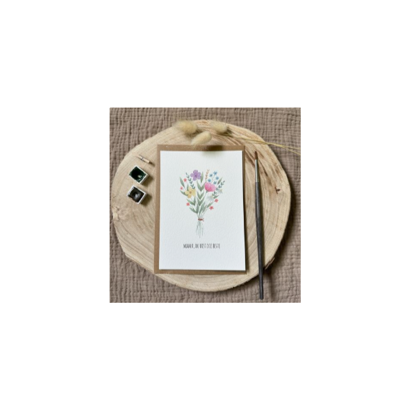 MitPinselundLiebe Postkarte Mama, du bist die beste