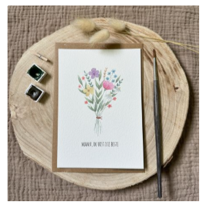 MitPinselundLiebe Postkarte Mama, du bist die beste