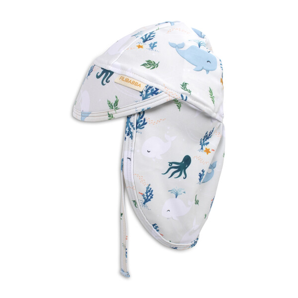 Filibabba UV-Sonnenhut mit Nackenschutz Whale Tales