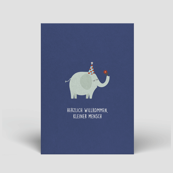 Naturbedacht Postkarte Geburt mit Elefant