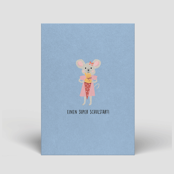 Naturbedacht Postkarte Einschulung Maus