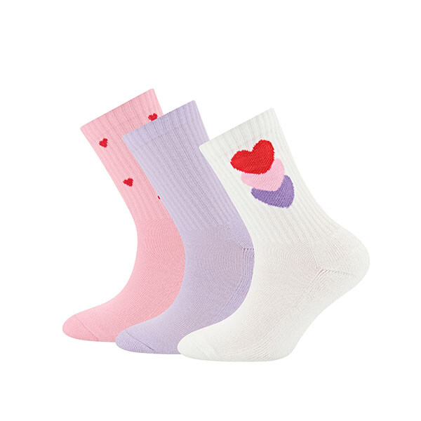 Ewers Tennissocken 3er Pack Herzen/Rippe