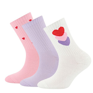 Ewers Tennissocken 3er Pack Herzen/Rippe