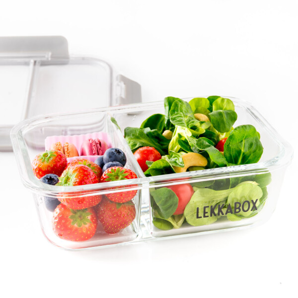 Lekkabox Glas Brotdose mit Unterteilung