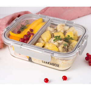 Lekkabox Glas Brotdose mit Unterteilung