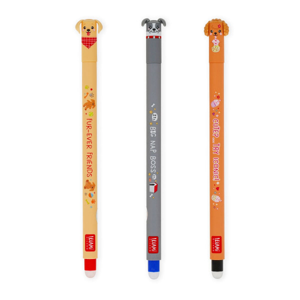 Legami Radierbarer Gelstift - Erasable Pen 3er Set Fur-ever Friends