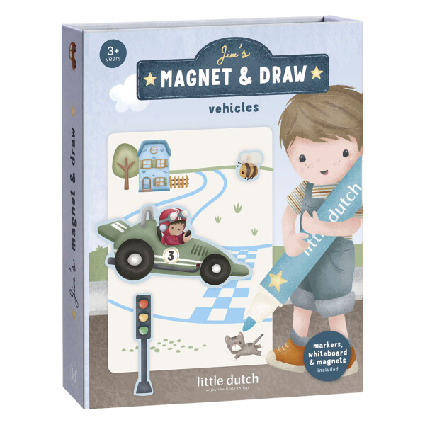 Little Dutch Whiteboard-Malset mit Magneten – Jims Vehicles