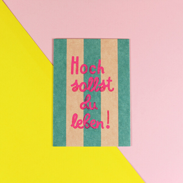 Ava & Yves Postkarte mit Umschlag Hoch sollst du leben!