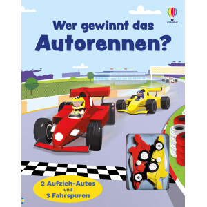 Usborne Verlag Wer gewinnt das Autorennen? mit zwei...