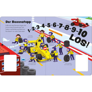 Usborne Verlag Wer gewinnt das Autorennen? mit zwei...
