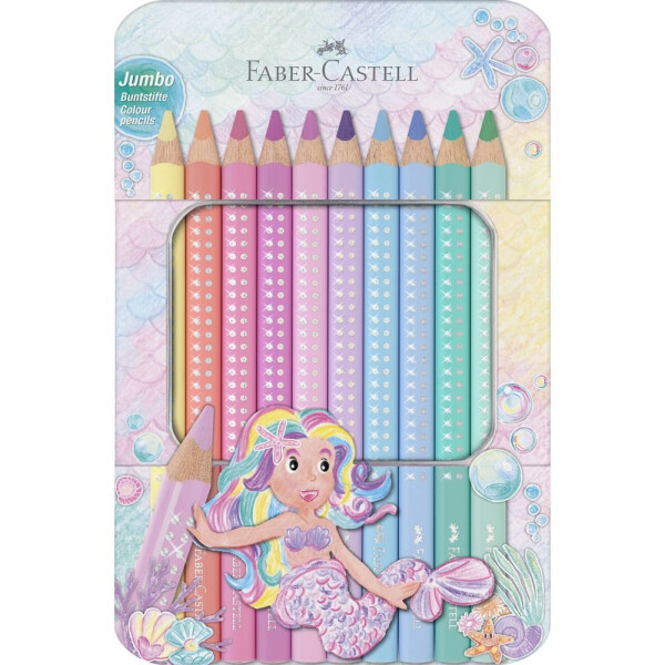 Faber-Castell Buntstifte Jumbo Pastell Sparkle, 12er Metalletui