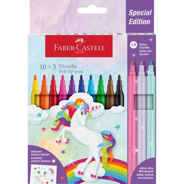 Faber-Castell Filzstift Einhorn 10+3 +Sticker